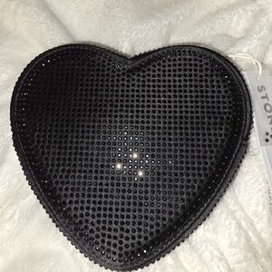 Stoney Clover Black Sparkle Heart Pouch NWT